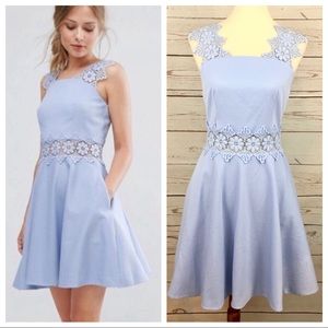 NWOT Ted Baker Periwinkle Guipure Lace Flare Dress